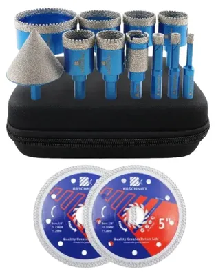 Imagen del producto de Juego de brocas de diamante, con vástago triangular, diseño multifuncional, juego de 13 piezas