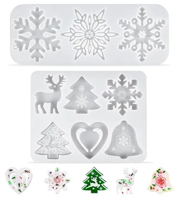 2er-Set Silikonformen Weihnachten, Harz, Schneeflocken, DIY