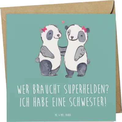 Produktbild von Mr. & Mrs. Panda Grußkarte Liebe Schwester - Meeresbrise - Geschenk, faltkarte, Dankeschön, Bewunderung, doppelkarte, Glückwunschkarte, Geschwisterliebe, Familie