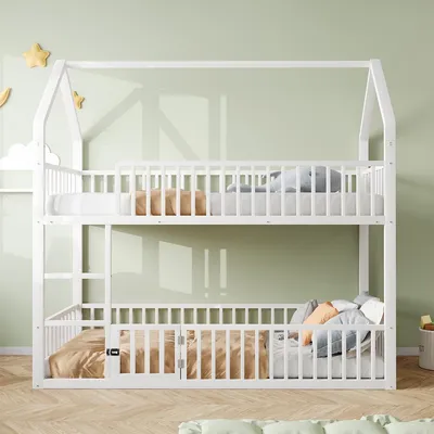 Produktbild von Kinderbett mit Treppe Etagenbett Jugendbett Kinder-Familienbett 90*200cm Weiß