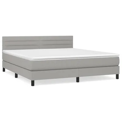 Produktbild von Boxspringbett mit Matratze Hellgrau 160x200 cm Stoff