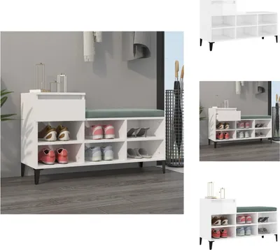 Obrázek produktu pro vidaXL Botník vysoký lesk bílý 102x36x60 cm materiál na bázi dřeva - Regály a skříně na boty