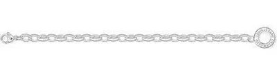 A silver charm bracelet on a white background.
