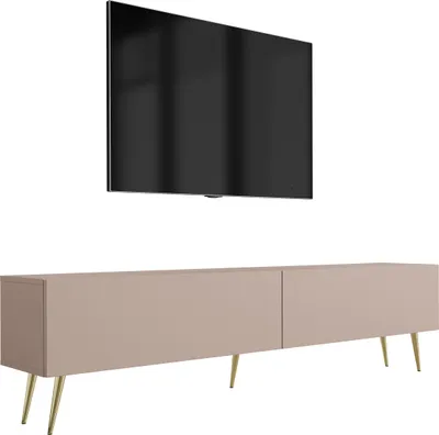 Zdjęcie produktu dla Szafka pod telewizor: karmelowy brąz, 170 x 52 x 32 cm, złote nóżki