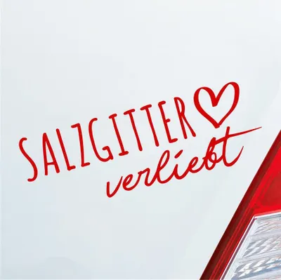 Produktbild von Auto Aufkleber Salzgitter verliebt Herz Stadt Heimat Liebe Car 19x7 cm Rot Sticker Heckscheibenaufkleber