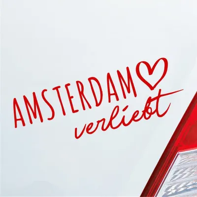 Produktbild von Auto Aufkleber Amsterdam verliebt Holland Herz Stadt Heimat Liebe Car 19x7 cm Rot Sticker Heckscheibenaufkleber