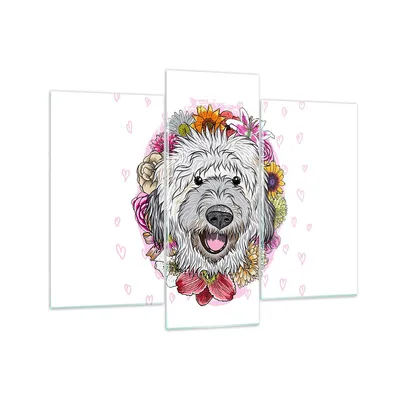 Produktbild von Bilder auf glas - Hund Blumen Kinder exotische - 130x100cm - Glasbilder - Wandbilder - Kunstdruck - zum Aufhängen bereit - Wanddekoration aus Glas - Glas Bilder - Wandbild auf Glas - GCB130x100-3146