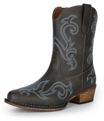 Produktbild von DREAM PAIRS Damen Cowboystiefel Western Ankle Boots,Braun-Pu,43