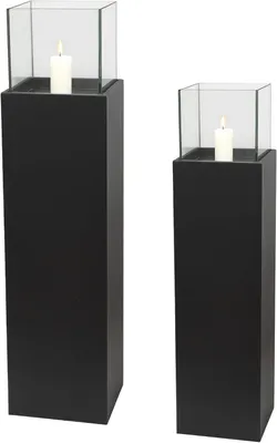 Produktbild von BeFair | Mats | Set aus 2 Windlichtsäulen inkl. 2 Glaszylindern & 2 Kerzen | Für Garten & Wohnzimmer | Schnell und unkompliziert aufbaubar | Stilvolle
