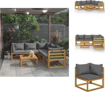 Produktbild von vidaXL 6-tlg. Garten-Lounge-Set mit Auflagen Massivholz Akazie -  Gartenmöbel-Sets