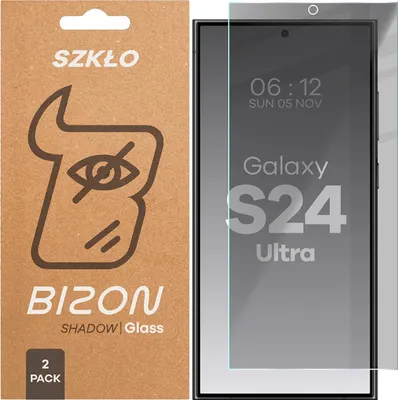 Produktbild von Gehärtetes Glas mit Privatschutzfilter für Galaxy S24 Ultra, Bizon Glass Clear Shadow Duo, getönt, 2 Stück
