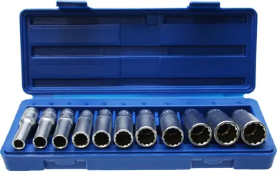 Produktbild von Lange 12-kant VIELZAHN Steckschlüsseleinsätze Stecknuss  3/8" 8-19 mm 11-tlg.