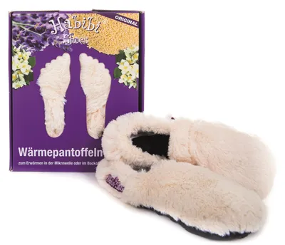 Produktbild von Habibi Wärmeschuhe aufheizbare Thermo Hausschuhe Fußwärmer für Mikrowelle & Ofen - creme, Schuhgröße M (EUR 37-40)