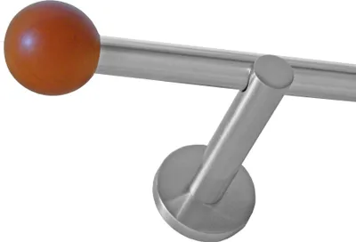 Produktbild von Gardinenstange Set Edelstahl Look Metall Ø 16mm zur Wandbefestigung 1-lauf Modern Holz Kugel , Länge wählbar H12E50