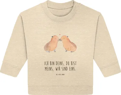 Produktbild von Mr. & Mrs. Panda Organic Baby Pullover Capybara Liebe 6. - 12. Monat - Natural Raw - Geschenk, Beziehung, Geschenkidee, Lustige Sprüche, Liebesspruch, Valentinstag