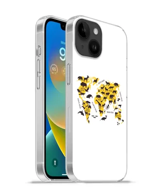 Produktbild von MuchoWow® Handyhülle Schutzhülle Hülle für Apple iPhone 14 - Softcase Weltkarte - Tiere - Gelb Silikon Softcase Handy Hülle - Mobiltelefonhülle