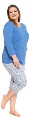 Productafbeelding van Damespyjama - lange mouwen, maat 4XL - 3/4 broek, kleurrijk - katoen