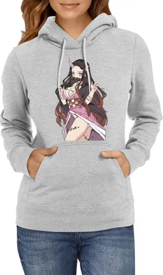 Produktbild von Damen Kapuzenpullover Demon Anime Slayer Kimetsu No Yaiba Nezuko Kamado 16, Lady XS / Grau
