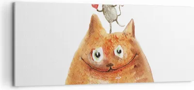 Produktbild von Bild auf Leinwand - Leinwandbild - Einteilig - Katze Maus Kinder - 120x50cm - Wand Bild - Wanddeko - Wandbilder - Leinwanddruck - Bilder - Wanddekoration - Leinwand bilder - Wandbild - AB120x50-4195