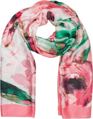 Produktbild von styleBREAKER Damen Schal mit buntem Blumen Muster im Aquarell Stil, Seidig leichtes Tuch 01016238