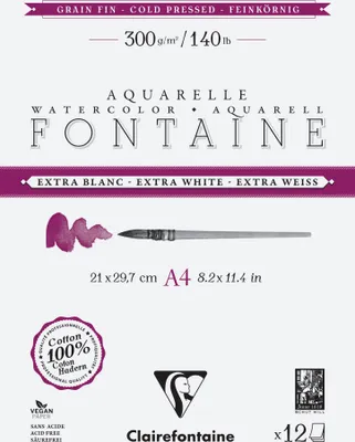 Produktbild von Clairefontaine 5x Aquarellpapier 12 Blatt 2-seitig geleimte Blöcke A4 976047C