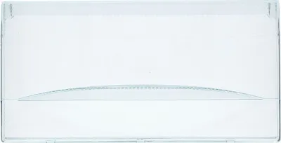 A clear plastic drawer front.