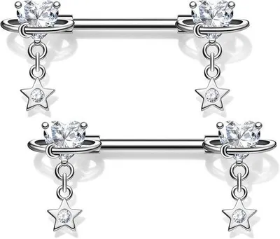 Productafbeelding van Nipple Piercings 14G - 316L RVS 14mm - Extern geschroefd - Voor een stijlvolle uitstraling