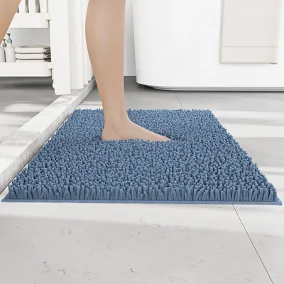 Produktbild von Chenille Badmatte 50 x 80 cm, Rutschfest und Absorbierend (Mistblau)