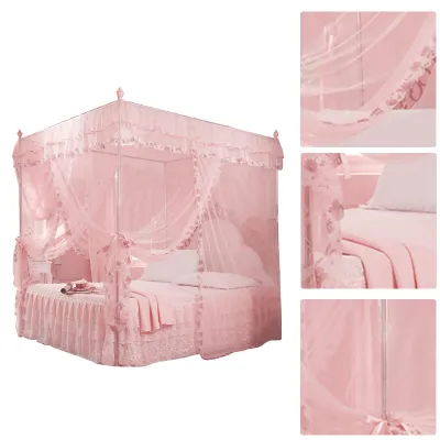 Image de Solidchoice - Moustiquaire de luxe pour lit avec trois ouvertures (rose)
