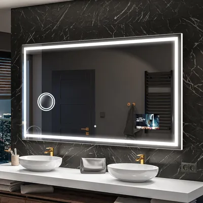 Produktbild von Artforma Badspiegel SMART 160x100 cm - mit LED Beleuchtung - LED Farbe Kaltweiß 7000K - Individuell Nach Maß - Beleuchtet Wandspiegel Lichtspiegel Badezimmerspiegel | Lichtschalter: Touch Schalter |SLED049