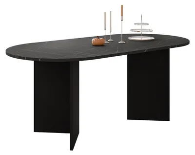 Produktbild von MIRJAN24 Tisch Gelizo 22 mm, Esszimmer Tisch (Farbe: Schwarz / Marmor Schwarz)