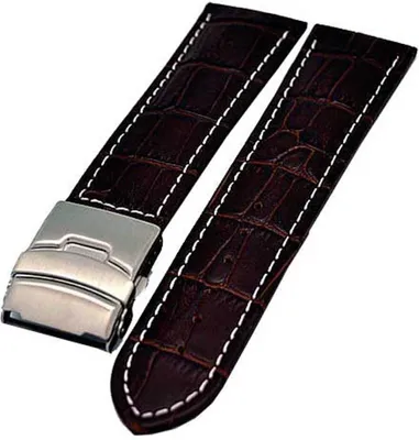 Produktbild von Uhrenarmband mit Faltschließe 26mm braun mit weisser Naht