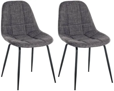 Produktbild von CLP 2er Set Stuhl Tom Kunstleder oder Stoff mit Metallgestell hellgrau Material Stoff