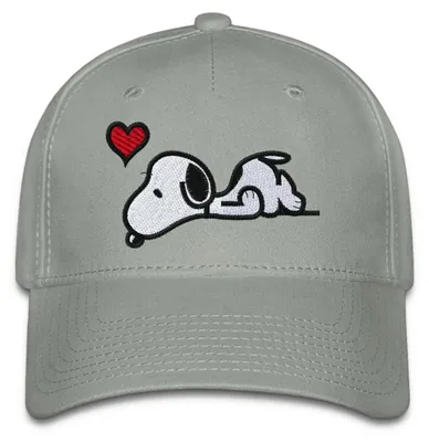 Produktbild von Spreadshirt Peanuts Snoopy Liebe Herz Love Stick Geschenkidee Flexfit Cap, S/M (Caps), Grüngrau