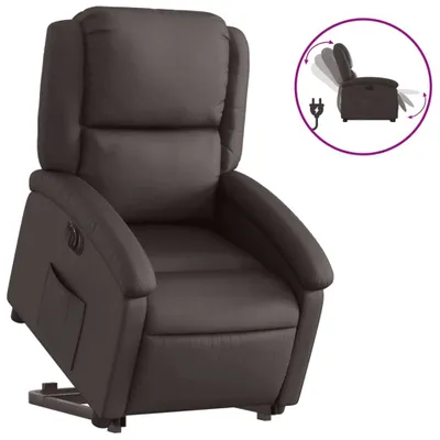 Produktbild von Relaxsessel mit Aufstehhilfe Elektrisch Dunkelbraun Echtleder