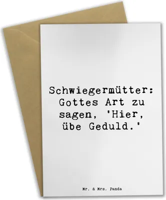Produktbild von Mr. & Mrs. Panda Klappkarte Spruch Schwiegermutter Geduld - Weiß - Geschenk, Beziehung, osterkarte, weihnachtskarten, jubiläumskarte, Familienmitglieder, Grußkarten