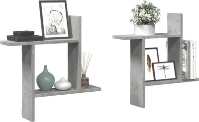 Produktbild von Maison Exclusive - Wandregale 2 Stk. Betongrau 50x12x50 cm Holzwerkstoff
