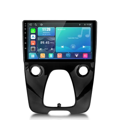 Productafbeelding van Hexinex 10-inch Linux autoradio met draadloze Carplay-functionaliteit, geschikt voor Toyota Aygo, Citroën C1/Peugeot 108. Inclusief navigatie, Wi-Fi, Bluetooth, stuurwielbediening (SWC), FM, RDS en DSP, en USB-aansluiting