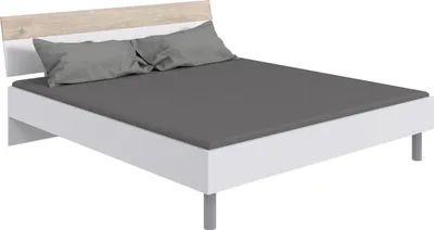 Produktbild von Bett >Budapest< Liegefl. 180x200cm, Weiß / Hickory-Eiche-Nachbildung - 189x81x210cm (B/H/T)