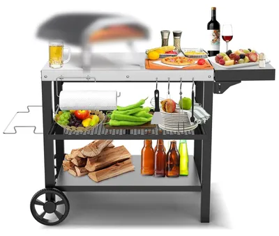 Obrázok produktu pre Grilovací stôl z nerezovej ocele s 3 poschodiami - 116 x 54 cm