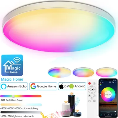 Obrázek produktu pro 48W chytré LED stropní světlo 3500LM RGB WIFI stropní světlo s dálkovým ovládáním RGB Ovládání pomocí aplikace Kompatibilní s Alexou a Google Assistant Obývací pokoj