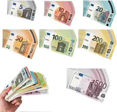 Productafbeelding van Set met 175 eurobankbiljetten - Realistische simulatie met 7 benamingen - Evenementen - Financieel leren