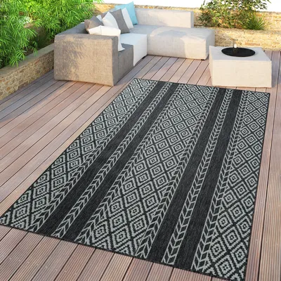Produktbild von TT Home In- & Outdoor-Teppich, Für Balkon Und Terrasse Mit Skandi-Design, In Schwarz Größe 200x280 cm