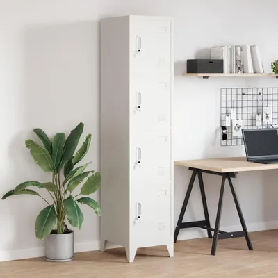 Zdjęcie produktu dla Szafka metalowa – przemysłowa szafa archiwowa ze stali z 4 przegródkami i zamkiem – antracyt, 38x45x180 cm
