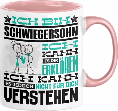 Produktbild von Schwiegersohn Geschenk Kaffee-Tasse Geschenkidee für Schwiegersohn Ich Bin Schwiegersohn Ich Kann Es Dir Erklären Jedoch Nicht Für Dich Verstehen Spruch Lustig (Rosa)
