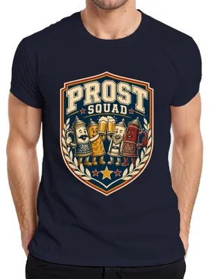 Obrázok produktu pre Prost Squad, , hrnček na pivo, veľký pohár, párty, kožené nohavice, tričko pre mužov, modrá farba, veľkosť M