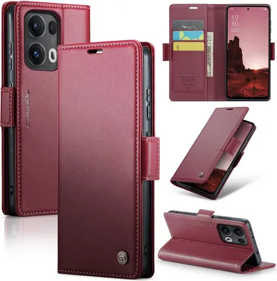 Productafbeelding van Hoesje voor Oppo Reno13 - CASEME portemonnaiehoesje met litchi-textuur - Rood
