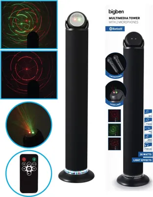 Obrázek produktu pro Bigben Interactive TW11LASER, Domácí věžový audiosystém, Černá, 10 W, 3,5 mm, AC, 230 V