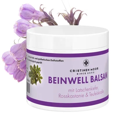 Produktbild von Cristinen Moor Beinwell Balsam 200 ml -100% natürlichem Beinwellextrakt zur Pflege von Muskeln und Gelenken - bei Rücken-, Knie- und Nackenbeschwerden