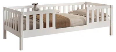 Produktbild von Kinderbett >Dallas< Rausfallschutz, Weiß, Kiefer massiv - 210x66x97cm (BxHxT)